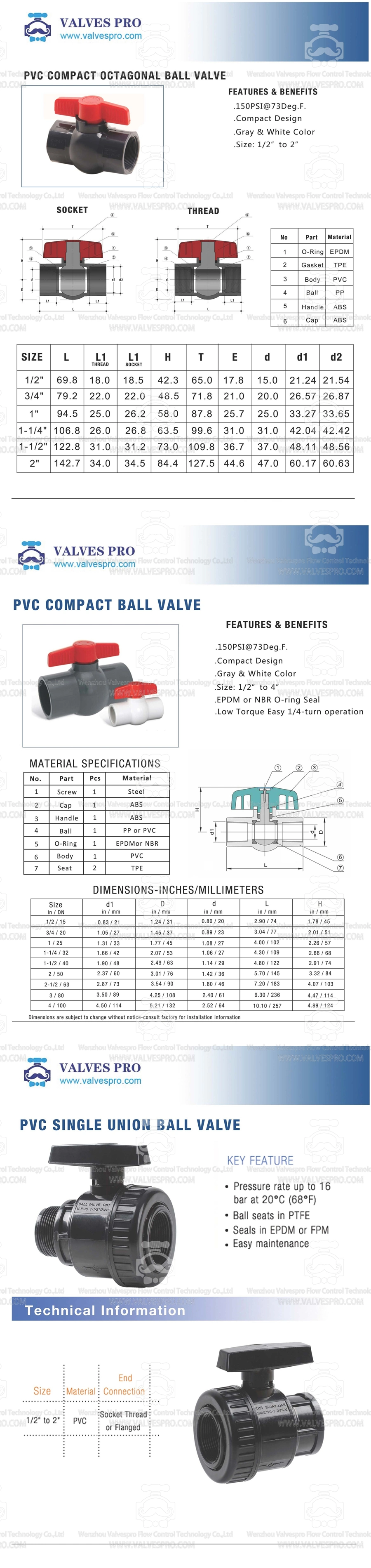 Flow Control Valve with Handle PVC Gate Valve Plastic Gate Valve