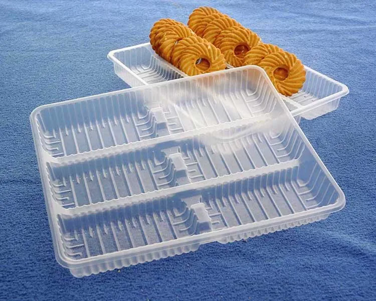 Disposable custom vacuum formed food grade packaging blister container PET plastic dry fruit/biscuit tray