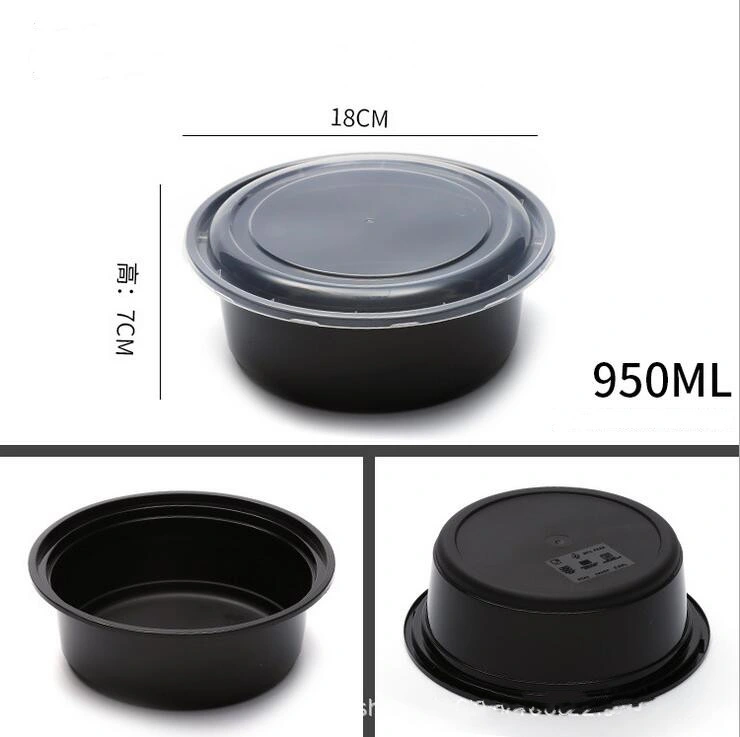 Hot Sale Black Plastic Meal Prep Containers Biodegradable Takeaway Microwave Thermal Disposable Plastic PP Food Container