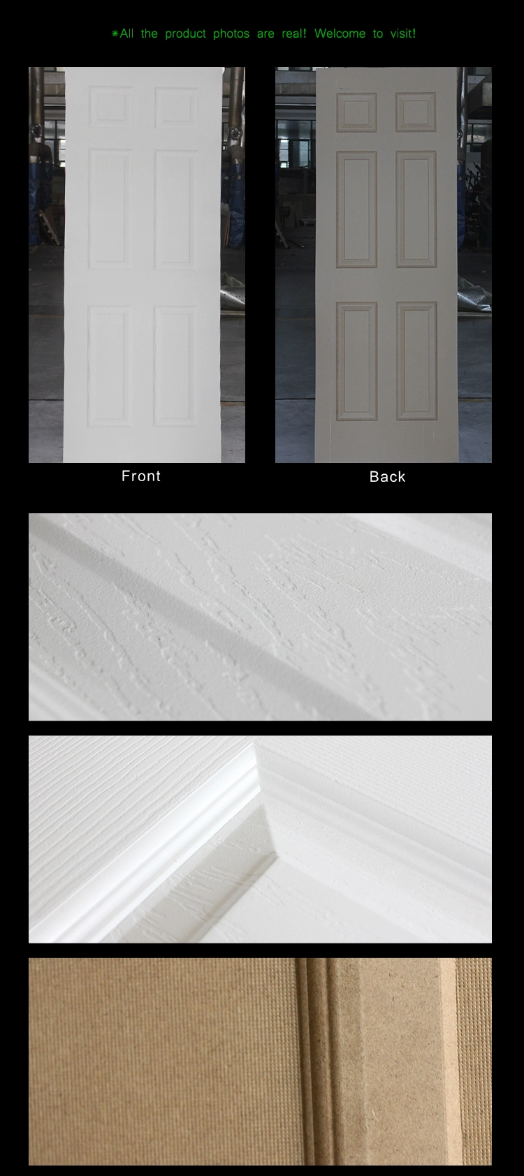 Jhk-006 6 Panel Bargain Price White Door Skin Interior White Primed Door