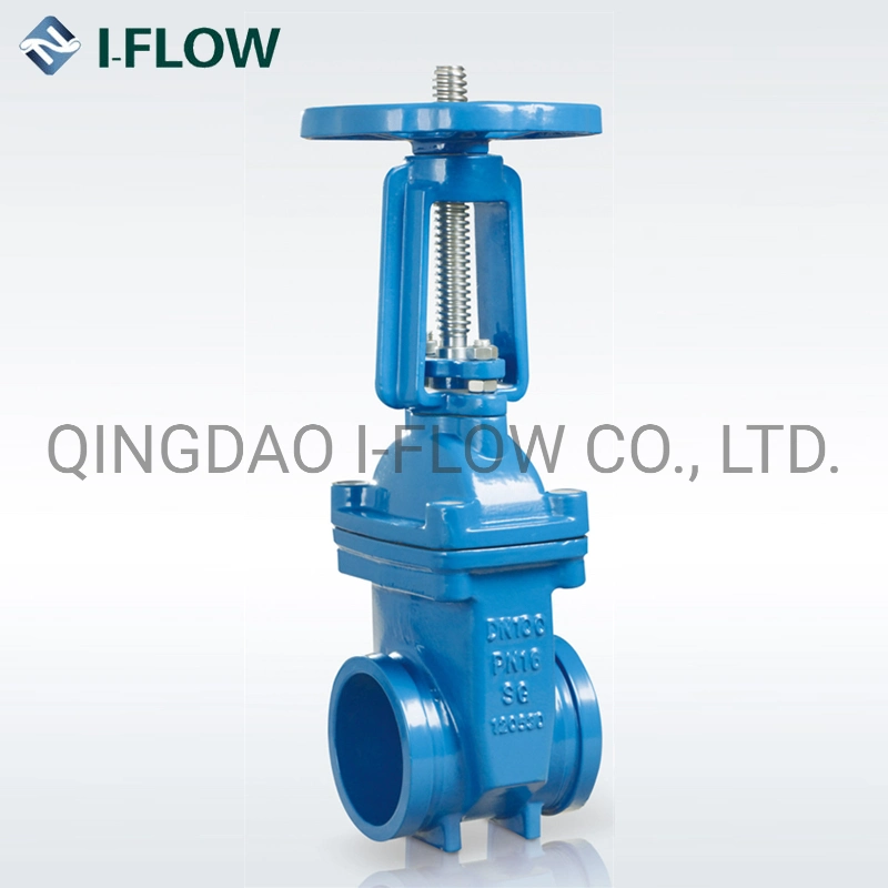 Manual Water Gate Valve Rising Stem Rubber Disc Pn16 DN150 Ggg40 Ductile Iron Groove Gate Valve