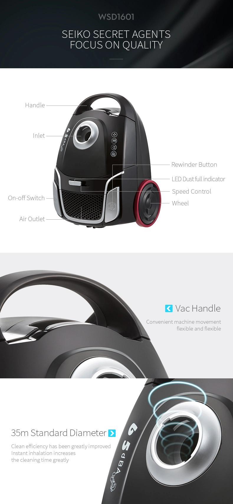 Portable Electric Silent Vacuum Cleaner