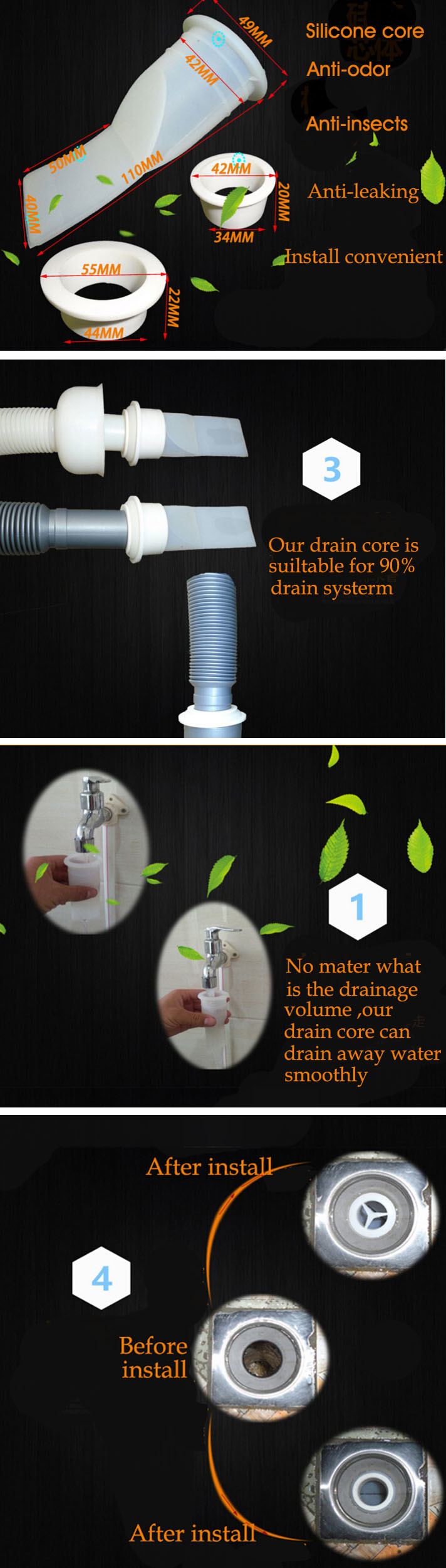 Eco Friendly Anti-Odor & Anti-Insects Silicone Basement Toilet Floor Drain Check Valves