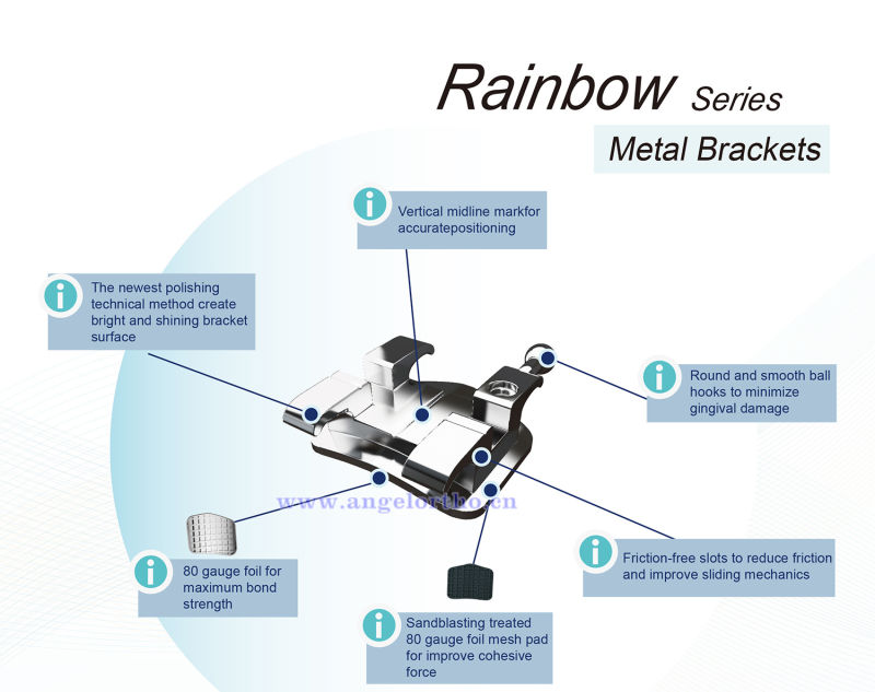 Orthodontic Metal Brackets MIM Metal Brackets CNC Metal Brackets with 345hooks High Quality Orthodontic Brackets