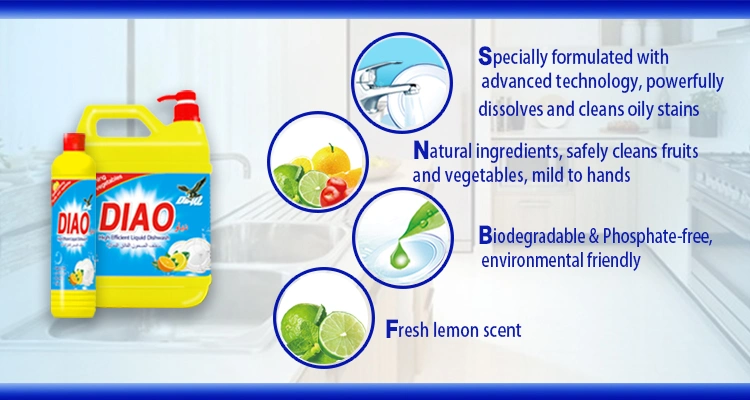 Fresh Lemon Scent Organic Liquid Dish Washing Detergent