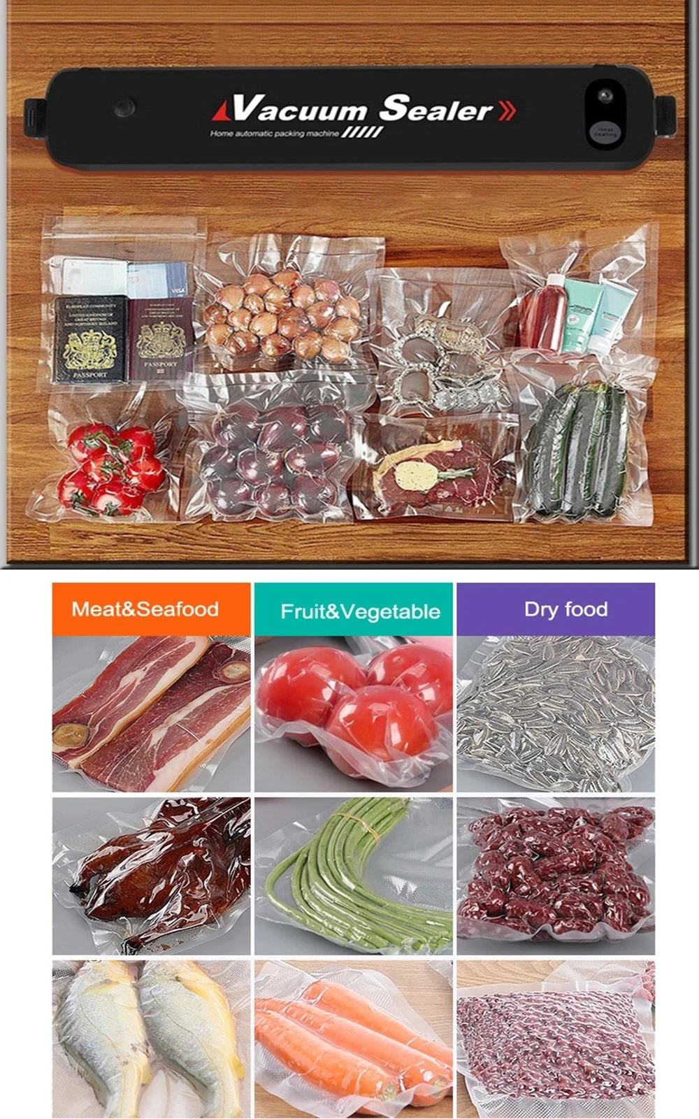 Vacuum Sealer for Vacuum Preservation of Food and Cooked Food
