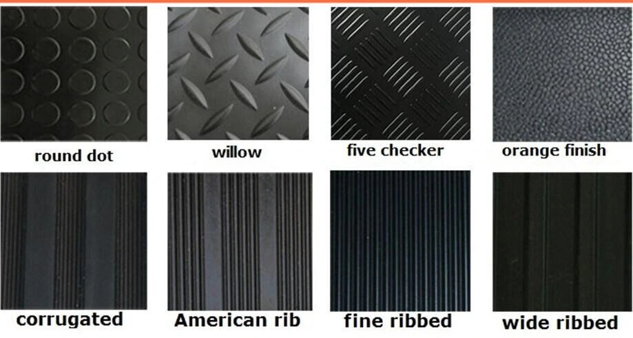 Black Color Fire-Resistant Checker Rubber Flooring