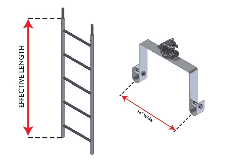 En12811 Certified 14" Wide Scaffold Ladder & Bracket for Indoor Building