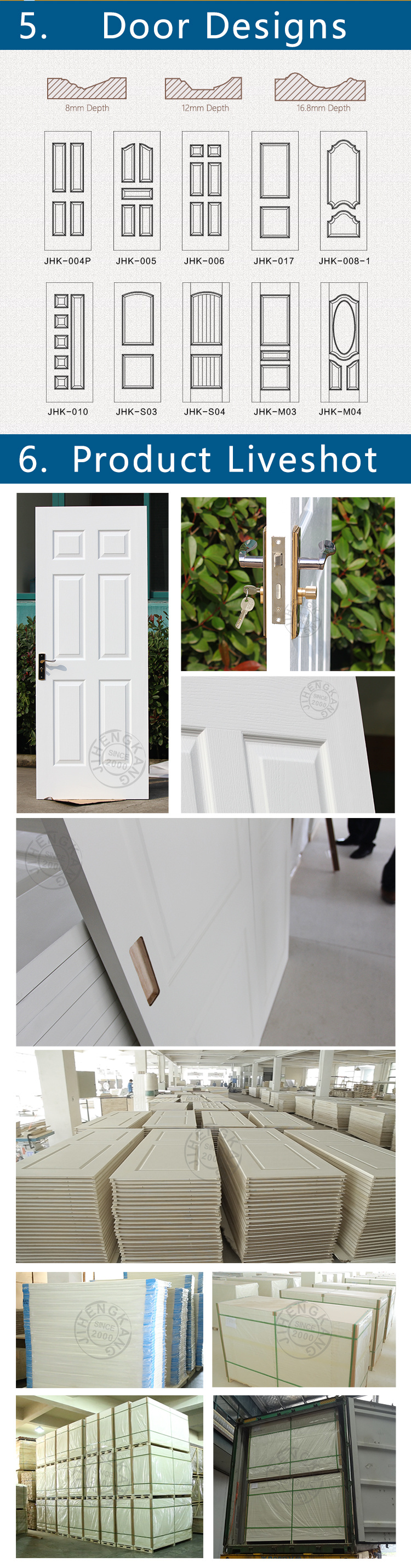 Jhk-013 White Primer Internal Wooden New Molded White Primer Door