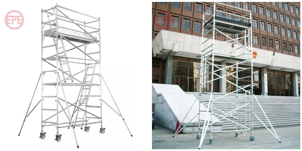 Aluminium Lighting Durable Mobile Ladder Step Stairs Wheel Construction Attached Lifting Scaffold Stage Truss Layer Scaffolding