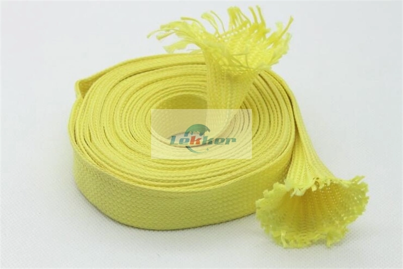 High Temperature Resistant/Heat Resistant Aramid Knitting Sleeves, Yellow Aramid Knitting Tubes for Glass Processing Industry
