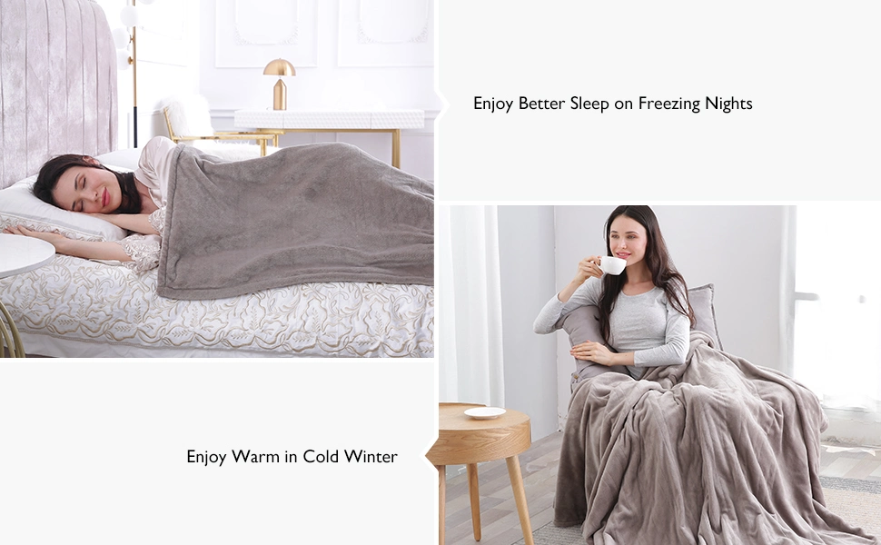 Oversized Deluxe and Soft Flannel Electric Heated Blanket Heating Blanket