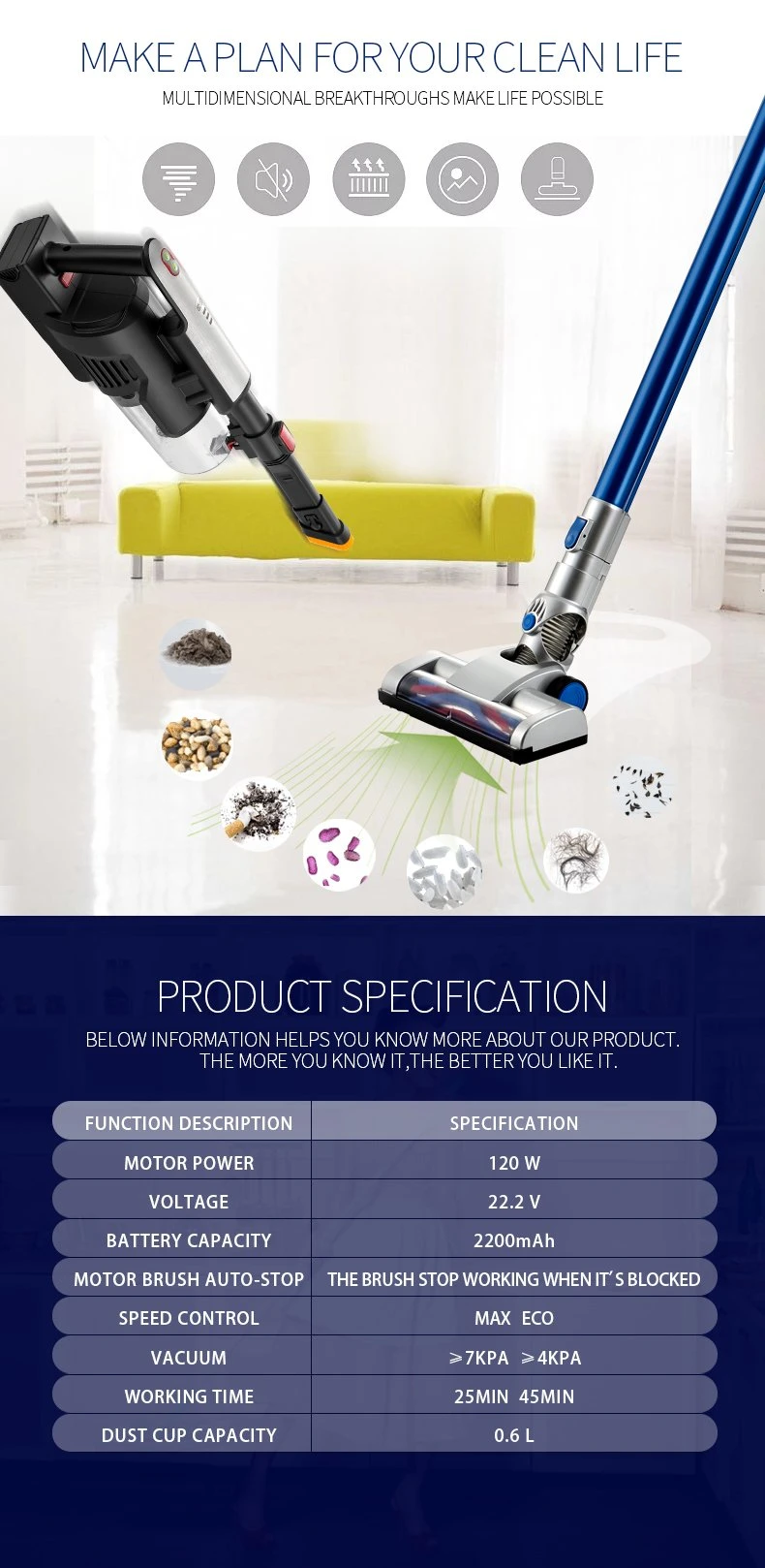 House Clean Cordless Vacuum Cleaner Wireless Home Vacuum Cleaner