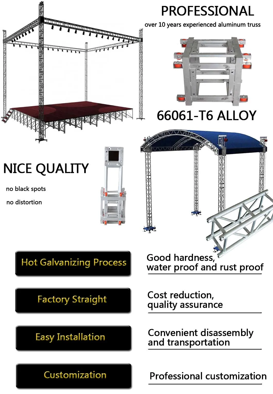 Top Quality Lighting Scaffolding Lift Stage Bolt System Truss