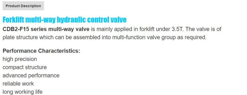 Hydraulic Main Control Valve Multi-Way Valve