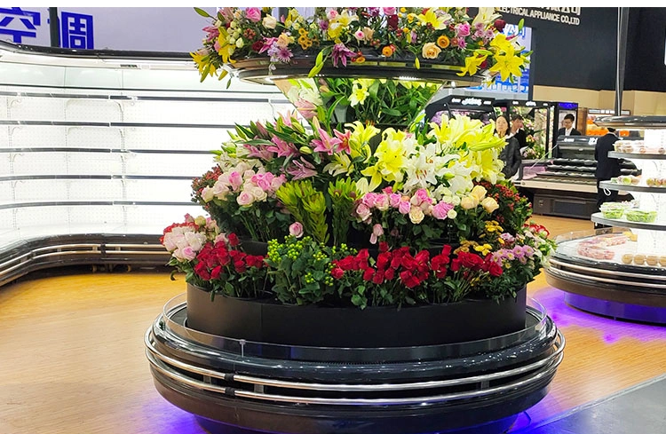 2 Meters Diameter Round Open Air Cooling Supermarket Fresh Flower Display Cooler Refrigeration Showcase for Flowers