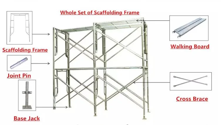 Galvanized Door Type Ladder Scaffolding Through Frame for Building
