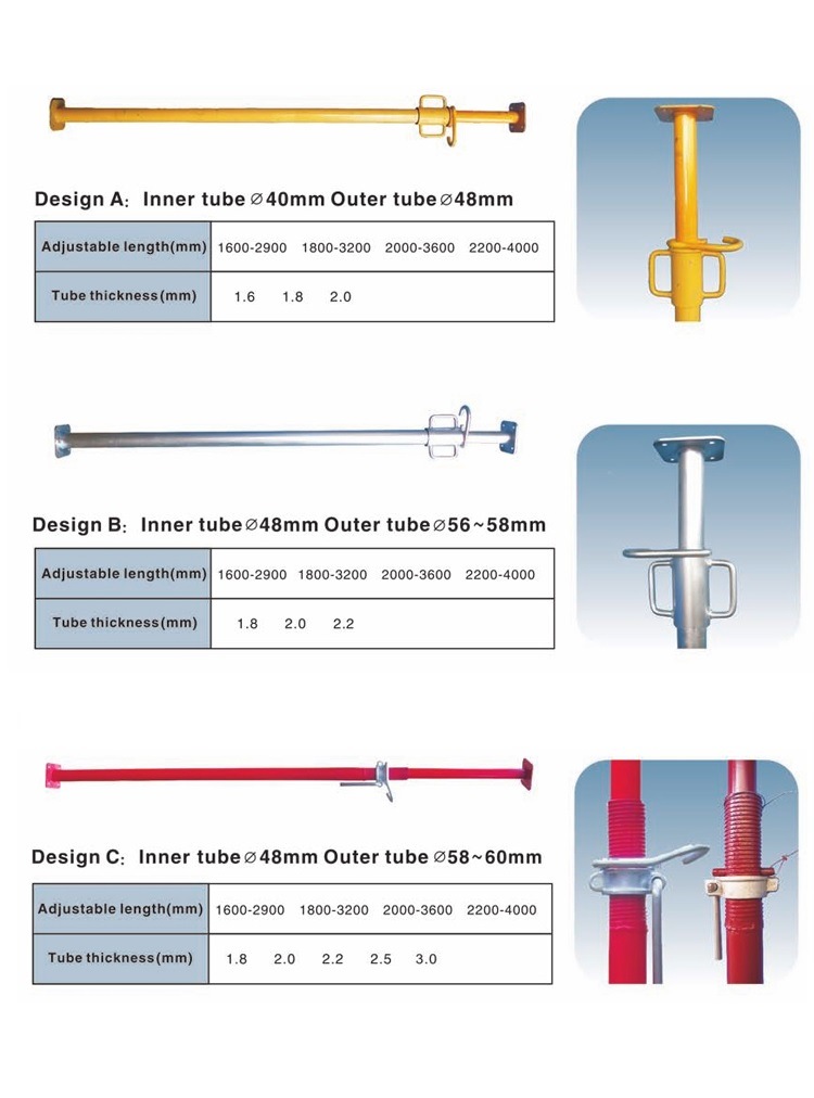 Adjustable Galvanized Painted Scaffold Shoring Jack/Formwork Push Pull Scaffolding Steel Prop