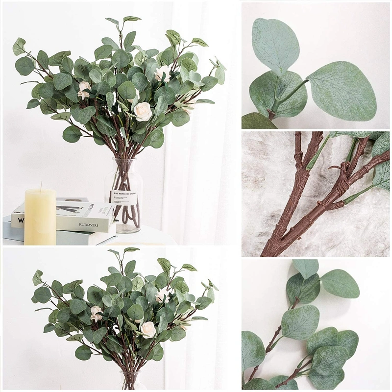 Artificial Eucalyptus Garland Long Silver Dollar Leaves Foliage Plants Greenery Fake Plastic Branches Greens Bushes