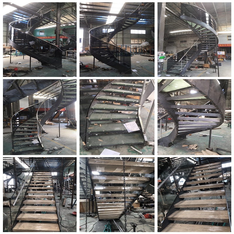 Building Straight Staircase Single Beam Wooden Straight Staircase