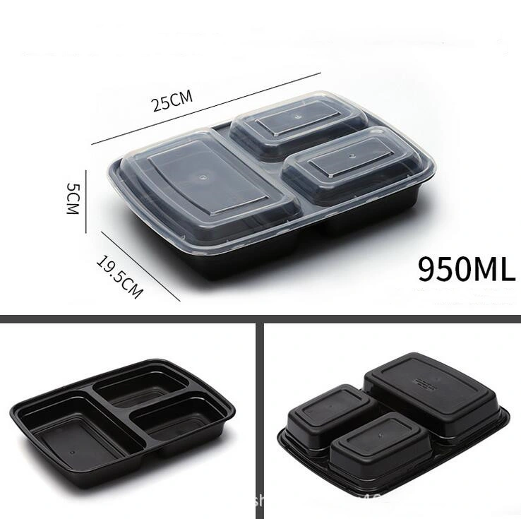 Hot Sale Black Plastic Meal Prep Containers Biodegradable Takeaway Microwave Thermal Disposable Plastic PP Food Container