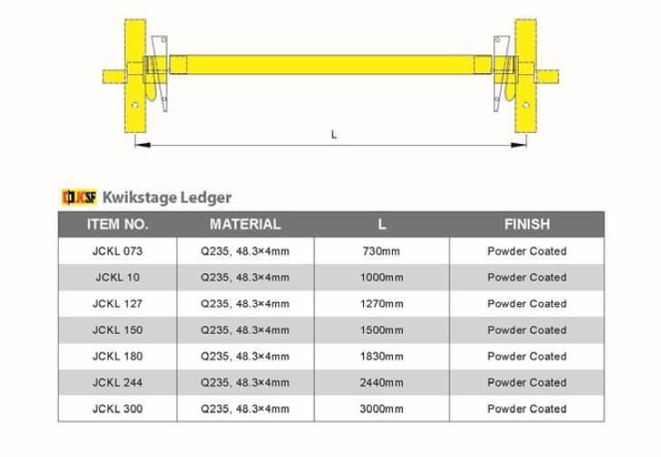 Construction Quick Stage Scaffolding Kwikstage System Ledger Horizontal