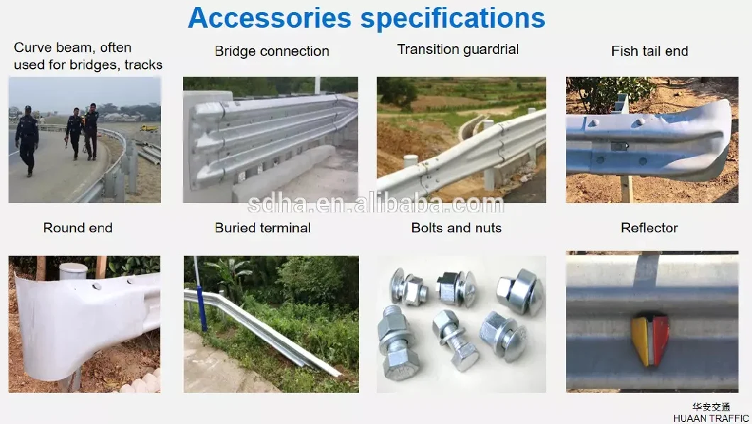 Q235B Highway Guardrail Beam Metal Crash Barrier Components Manufacturer Factory Price W/T Beam Galvanized Painted