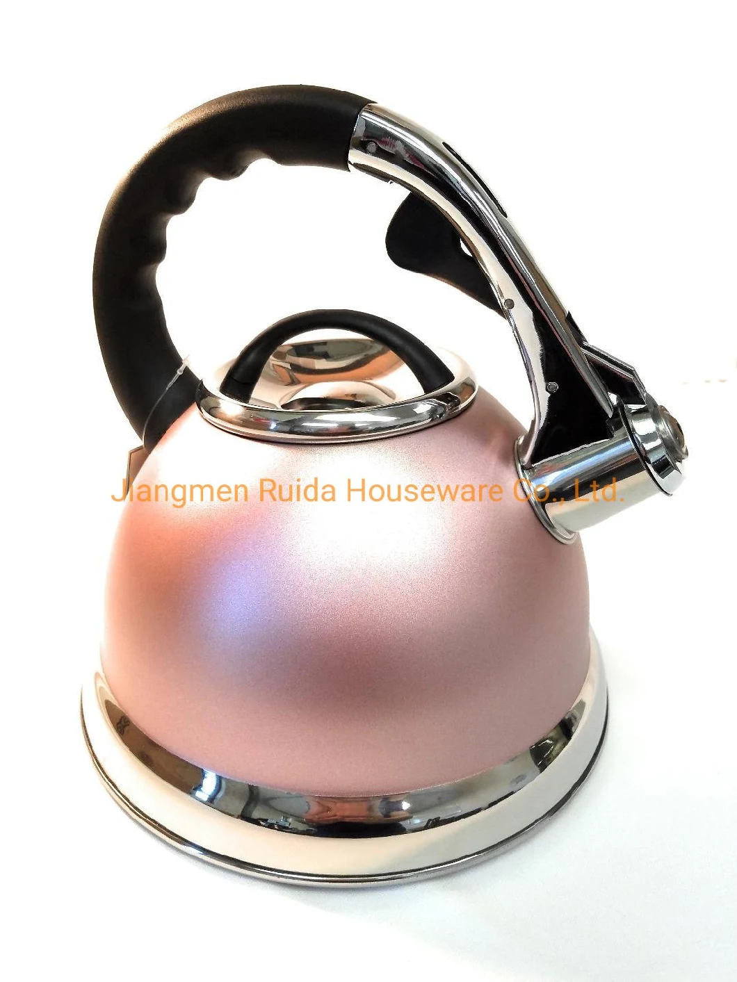 Pink Painting Stainless Steel Whistling Coffee Tea Water Kettle with Heat Resistant Handle