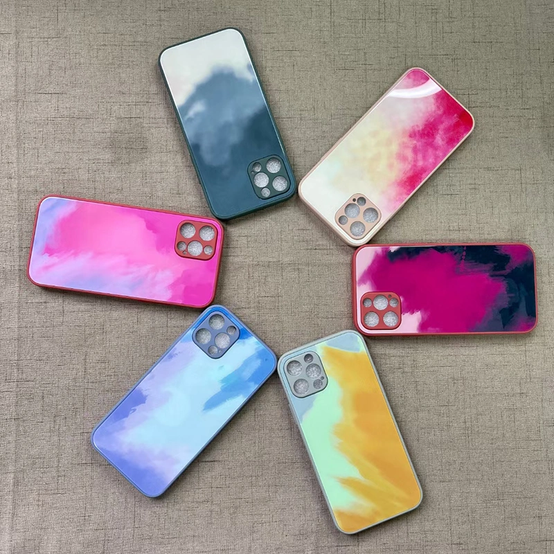 Glass Printing Watercolor Phone Case Figura Wash Painting Cases for iPhone 12 Mini