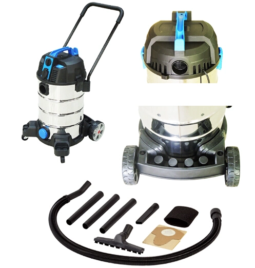 309-30L 1600W Stainless Steel Tank Wet Dry Vacuum Cleaner with Socket