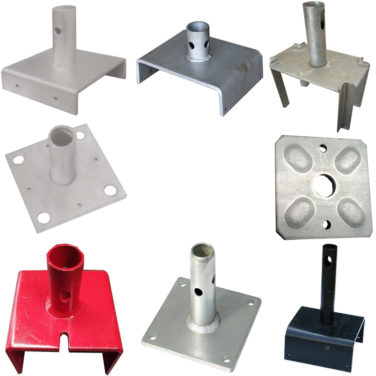 Precision Powder Coated/Electro Plated Scaffold Steel Shoring Base Plate for Scaffold Frames