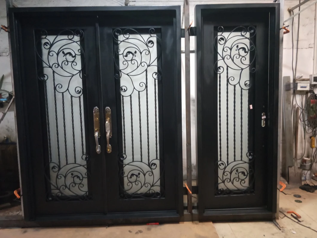 Bulletproof Security Doors with Door Stopper and Hinges Modern Iron Door|Wrought Iron Double Doors|Custom Wrought Iron Doors