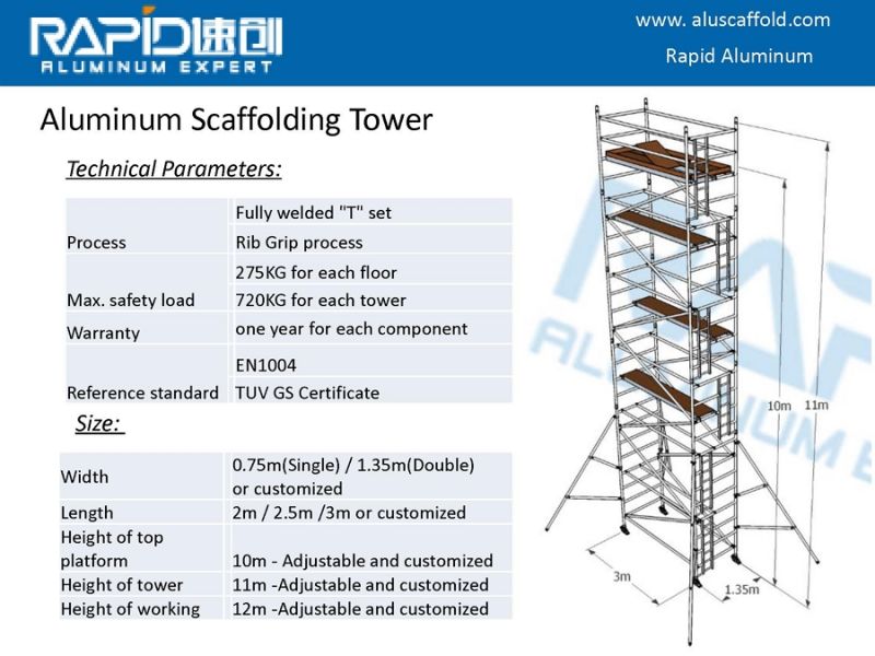 Temporary Mobile Working Platforms Aluminum Scaffold Scaffolding