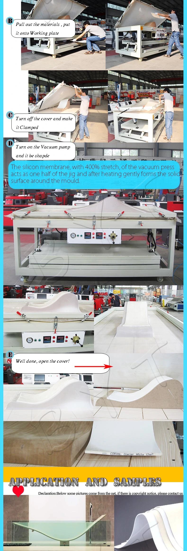 3D Thermo Vacuum Forming Machine for Solid Surface
