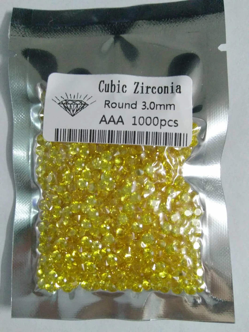 3mm Heat Resistant Loose Round Shape Yellow Cubic Zirconia Gems for Jewelry