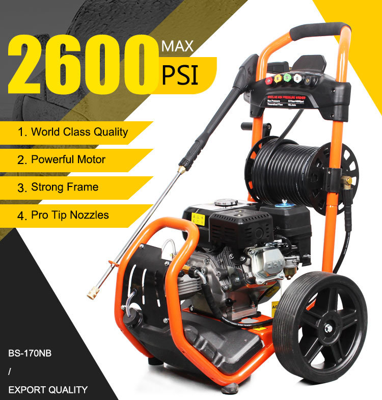 Bison Cold Water High Pressure Gasoline Washer 180 Bar Gx200 Cleaner with Petrol Engine