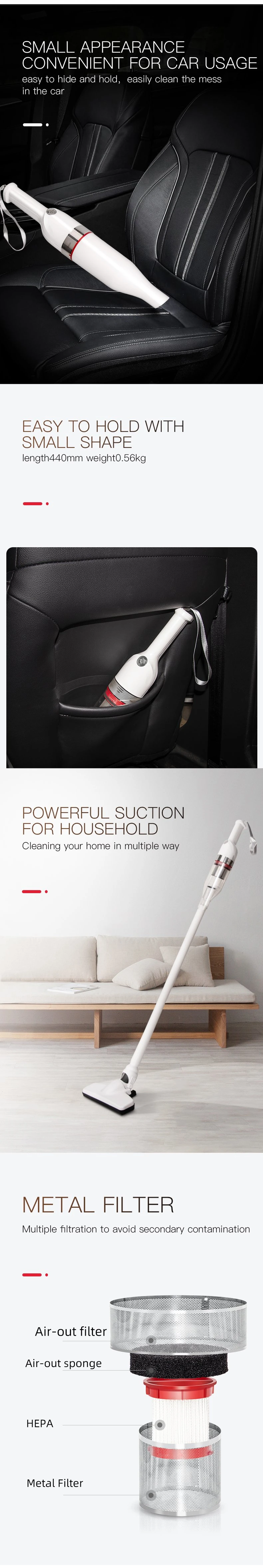 New Design Stick Type Portable Car Vacuum Cleaner and Home Use