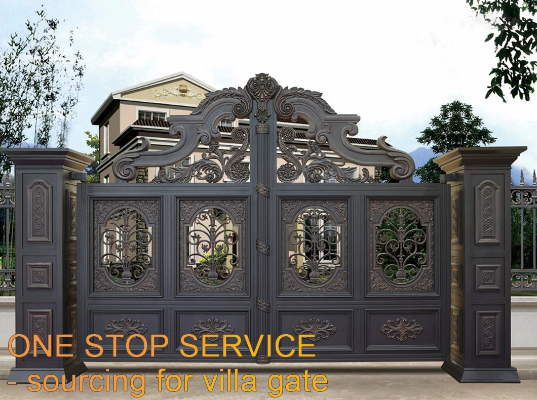 Outdoor Exterior Use Fancy Steel Entry Security Door Decorative Automatic Wrought Villa Door