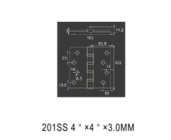 Door Hinge Ball Bearing 4bb 3.0mm Pivot Hinge Made of Ss201 Stainless Steel for Door