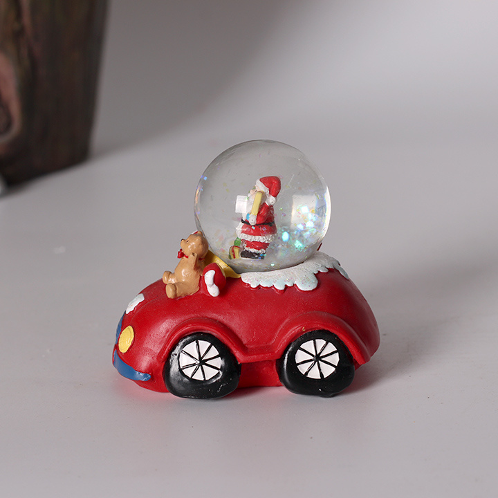 Polyresin Snow Globe Souvenir Santa Claus Water Globe with Car Base