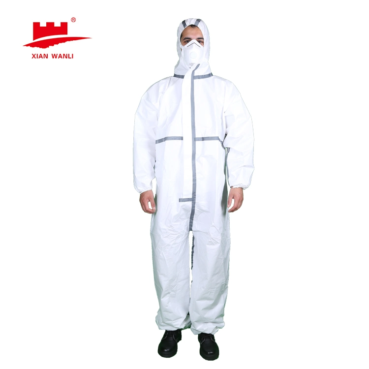 Disposable PP Safety Coveralls Blue SMS Medical Coverall with Hood Anti-Static Coverall Protective