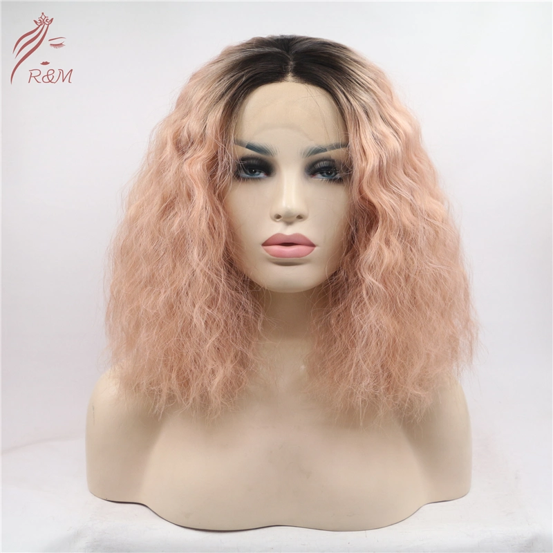 Heat Resistant Fiber Ombre Pink Colorlace Front Synthetic Wigs
