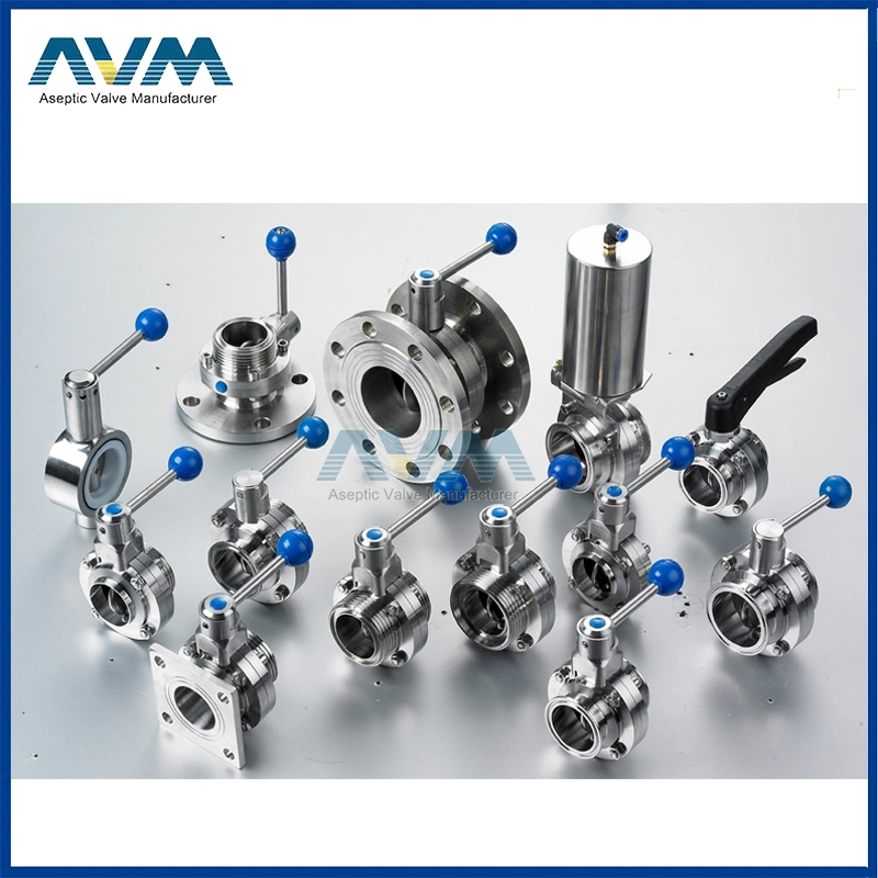 Sanitary Stainless Steel Pneumatic Actuator Butterfly Control Valve