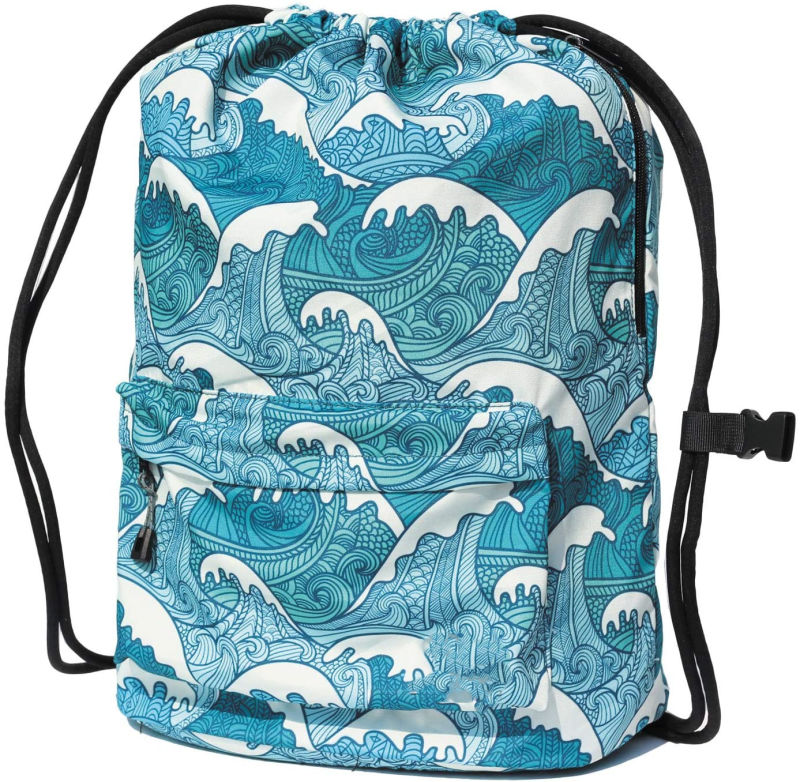 Dry Wet Separated Swimming Bag Floral Waterproof Drawstring Backpack Pool Beach Travel Gym Bag