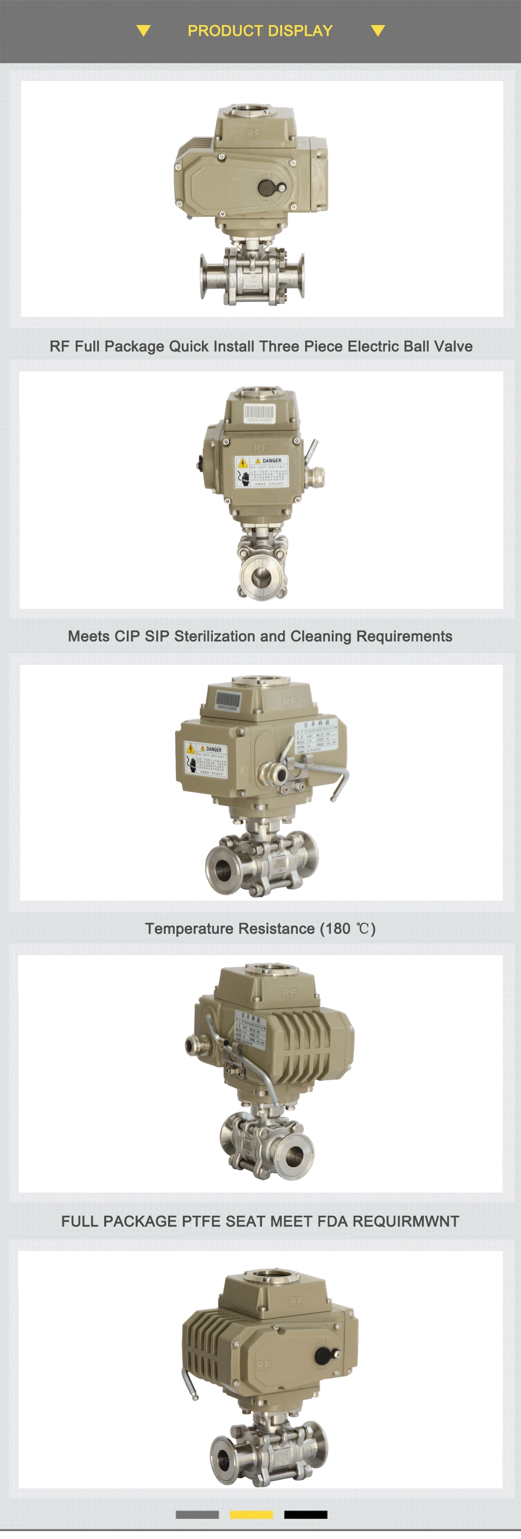 RF Full Package Quick Install Three Piece Electric Ball Valve