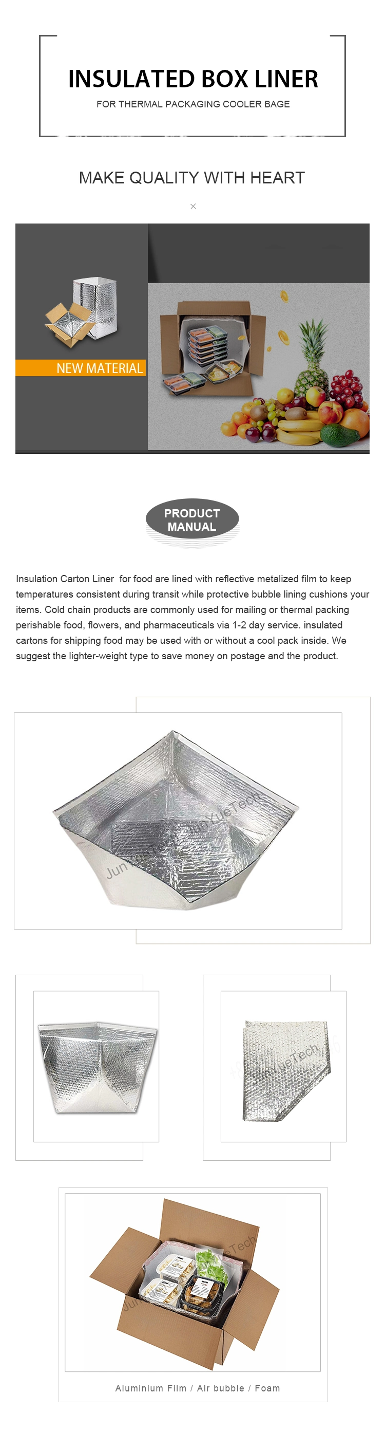 Thermal Break 3D Box Liner / Thermal Resistant Foil Bubble 3D Box Liner