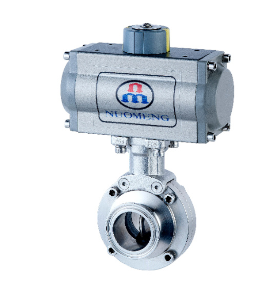 DIN Sanitary Stainless Steel SS304/316L Pneumatic Actuator Butterfly Valve