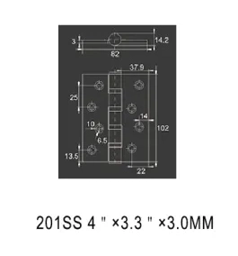 Door Hinge Ball Bearing 4bb 3.0mm Pivot Hinge Made of Ss201 Stainless Steel for Door