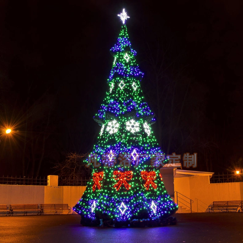 Outdoor Factory Custom Made Giant Metal Frame Lighted Acrylic Light Shopping Center 30 Meters Christmas Tree