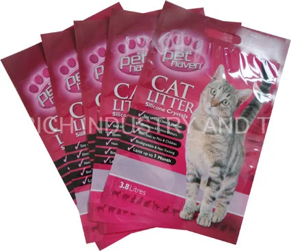 Large Sand Bags/Cat Litter Plastic Bag Three Side Seal Zipper Plastic Cat Sand Bags